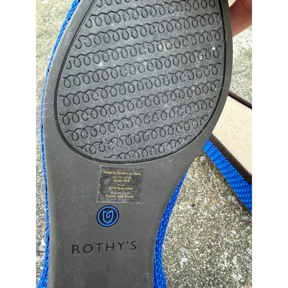 Rothys The Point Cobalt Blue Knit Pointed Toe Flats Shoes Women 8.5 - Picture 3 of 5